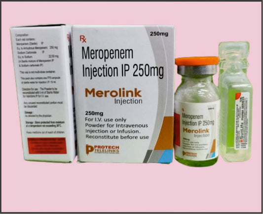 MEROLINK-250 MG INJ 10 ML ( Meropenem (250Mg) ) by Protech