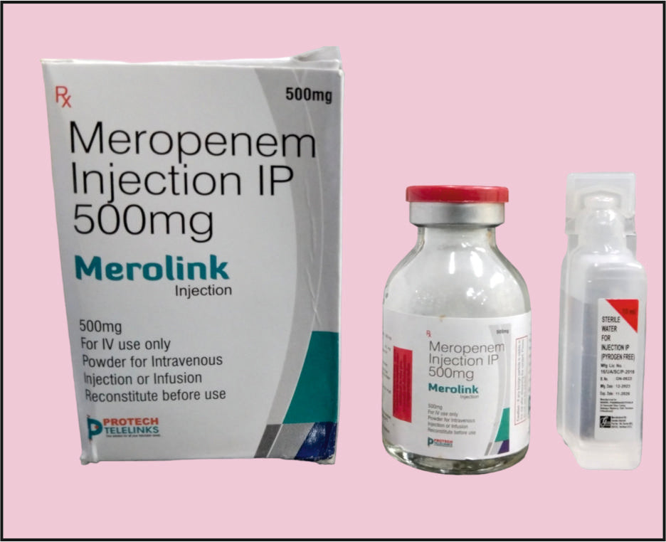 MEROLINK-500 MG VIAL ( Meropenem (500Mg) ) by Protech