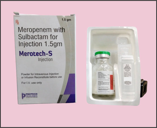 MEROLINK-S 1.5 VIAL+WFI ( Meropenem (1000Mg) + Sulbactam (500Mg) ) by Protech