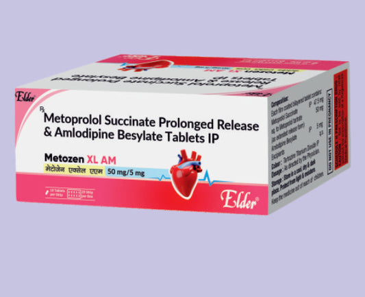 METOZEN XL AM  TABS (50/5) 10'S ( Metoprolol 50mg+Amlodipidine 5mg ) by Elder