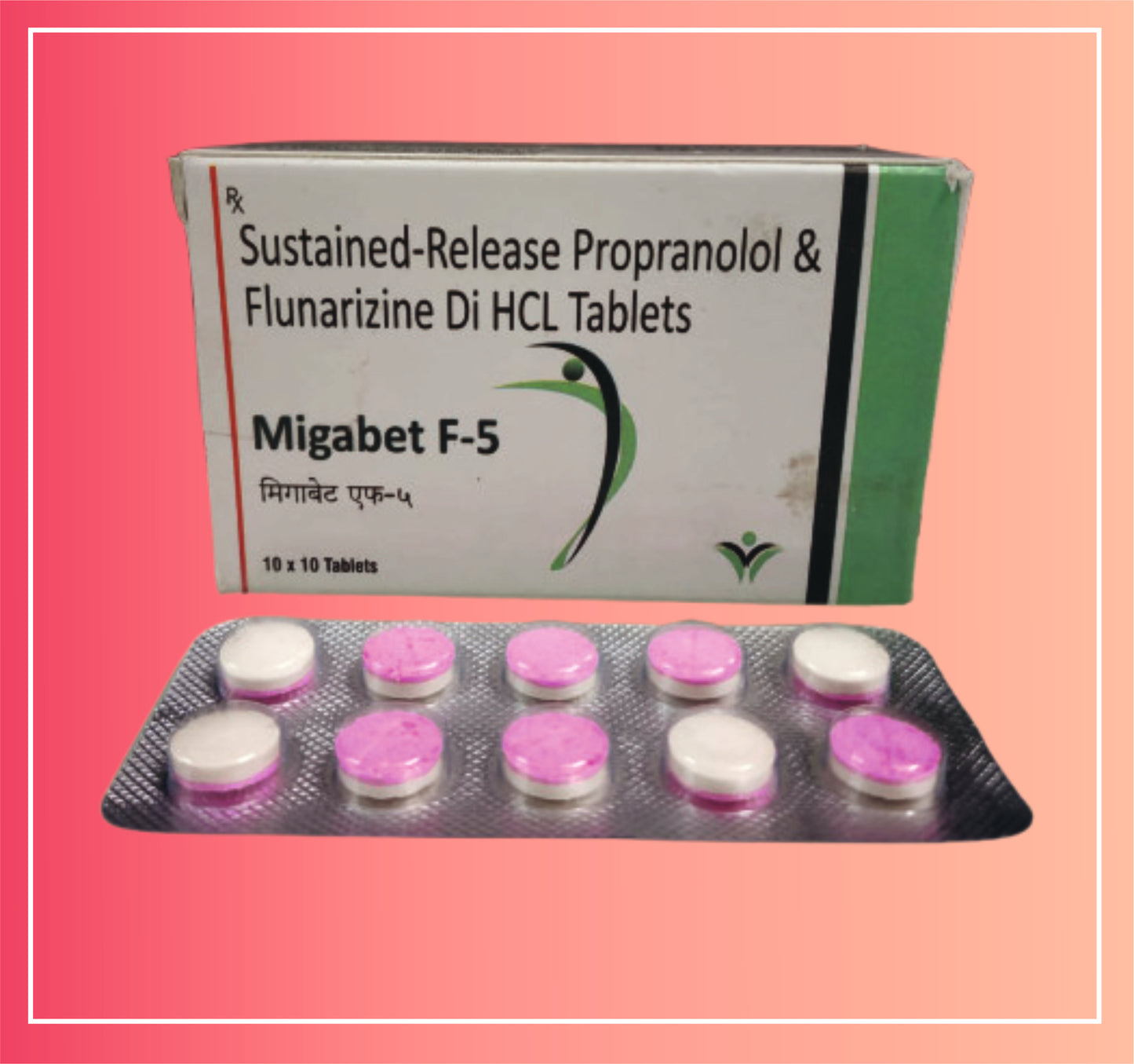 Propranolol 40, Flunarizine Di Hcl 5 {Rate of 10 Tab} by Dellwich