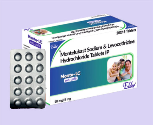 MONTE LC TABS (10/5MG) 15'S ( Montilukast 10 MG + Levocetrizine 5 MG 
 ) by Elder