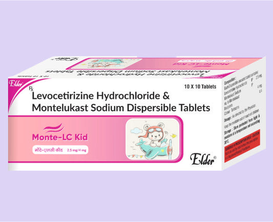 MONTE LC KID TABS (4/2.5 MG) 10'S ( Montelukast 4mg,Levocetrizine 2.5mg ) by Elder