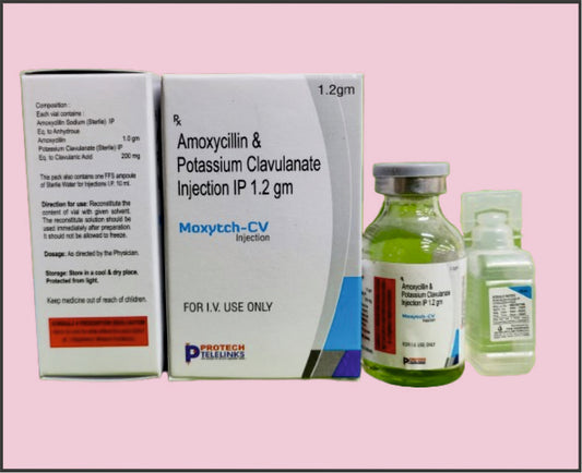 MOXYTCH-CV 1.2 VIAL+WFI ( Amoxycillin (1Gm) + Clavulanic Acid (200Mg) ) by Protech