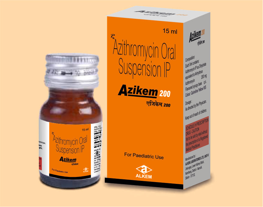 Azikem 200Mg (15Ml) (15 Ml) Azithromycin 200 Mg/5 Ml By Alkem1
