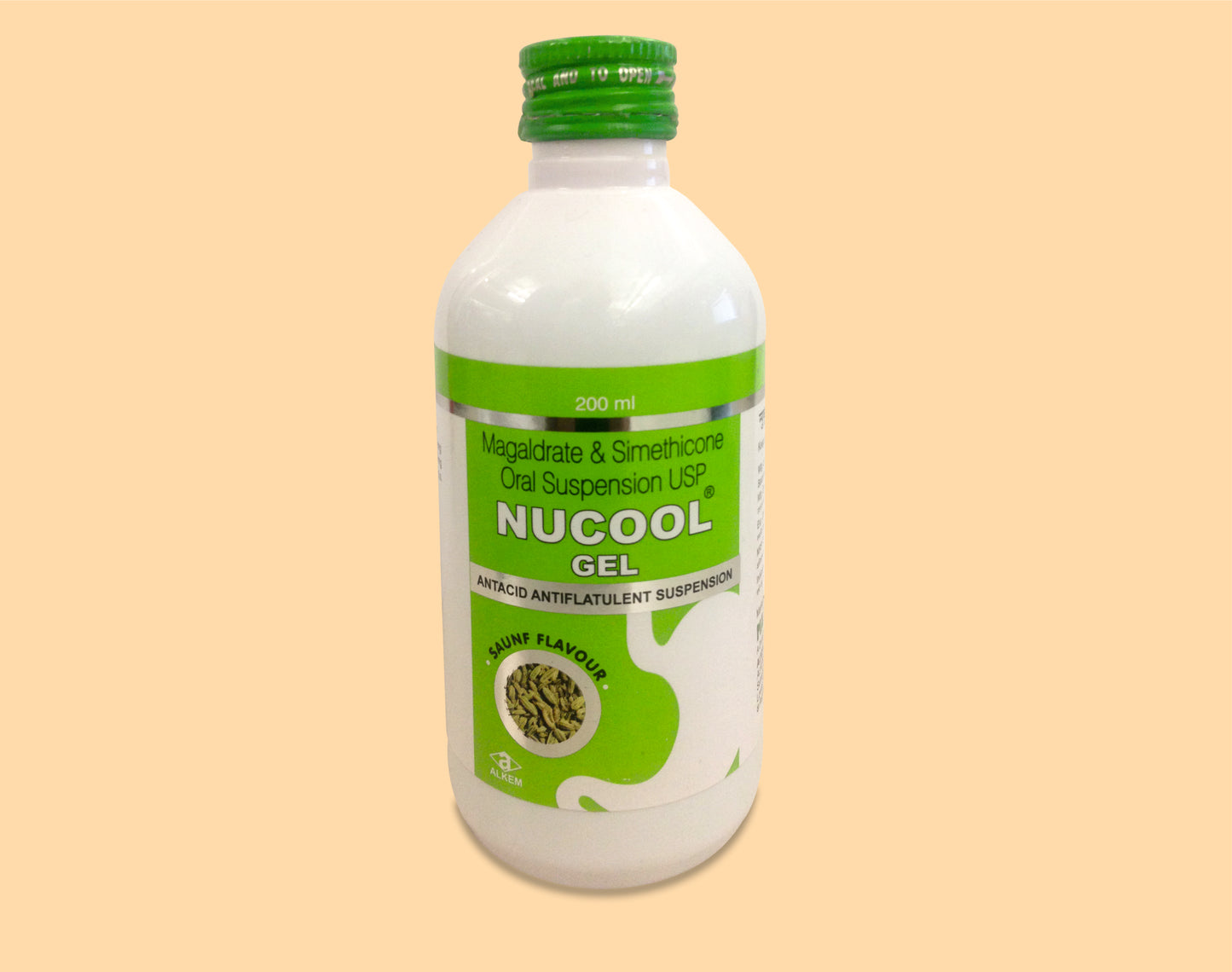 NUCOOL GEL (170ML) (Magaldrate 400 mg + Simethicone 20 mg) by Alkem1