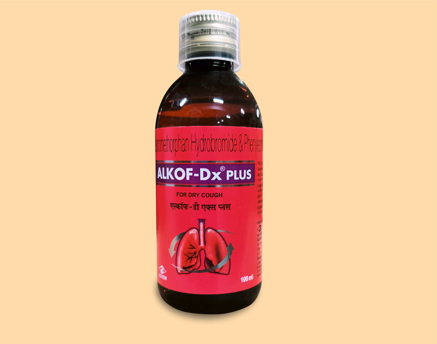 ALKOF DX PLUS COUGH SYRUP (100ML) Dextromethorphan Hydrobromide 15 mg + Chlorpheniramine Maleate 2 mg + Phenylephrine Hydrochloride 5 mg by Alkem1