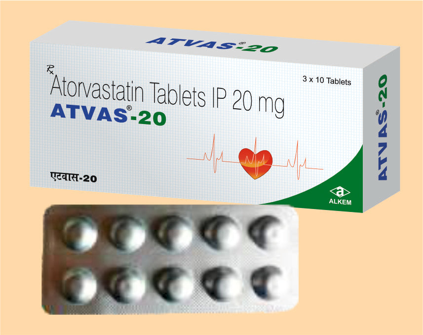 ATVAS 20 (3X10'S) Atorvastatin 20 mg by Alkem1