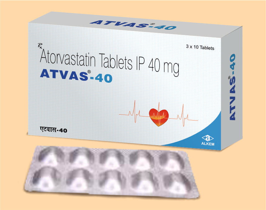 ATVAS 40 (3X10'S) (Atorvastatin 40 mg) by Alkem1