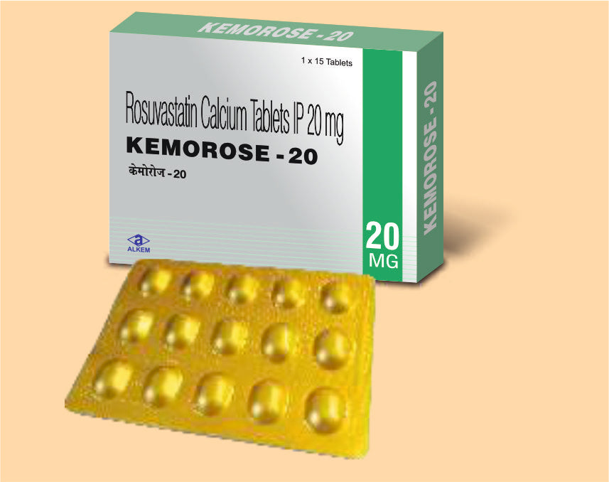 KEMOROSE 20 (1X15'S) (Rosuvastatin 20 mg) by Alkem1