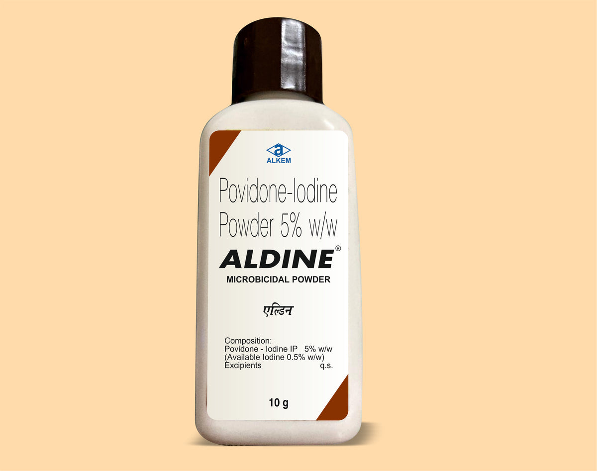 Aldine Dusting Powder (10G) (10 Gm) Povidone Iodine 5% W/W Powder By Alkem1