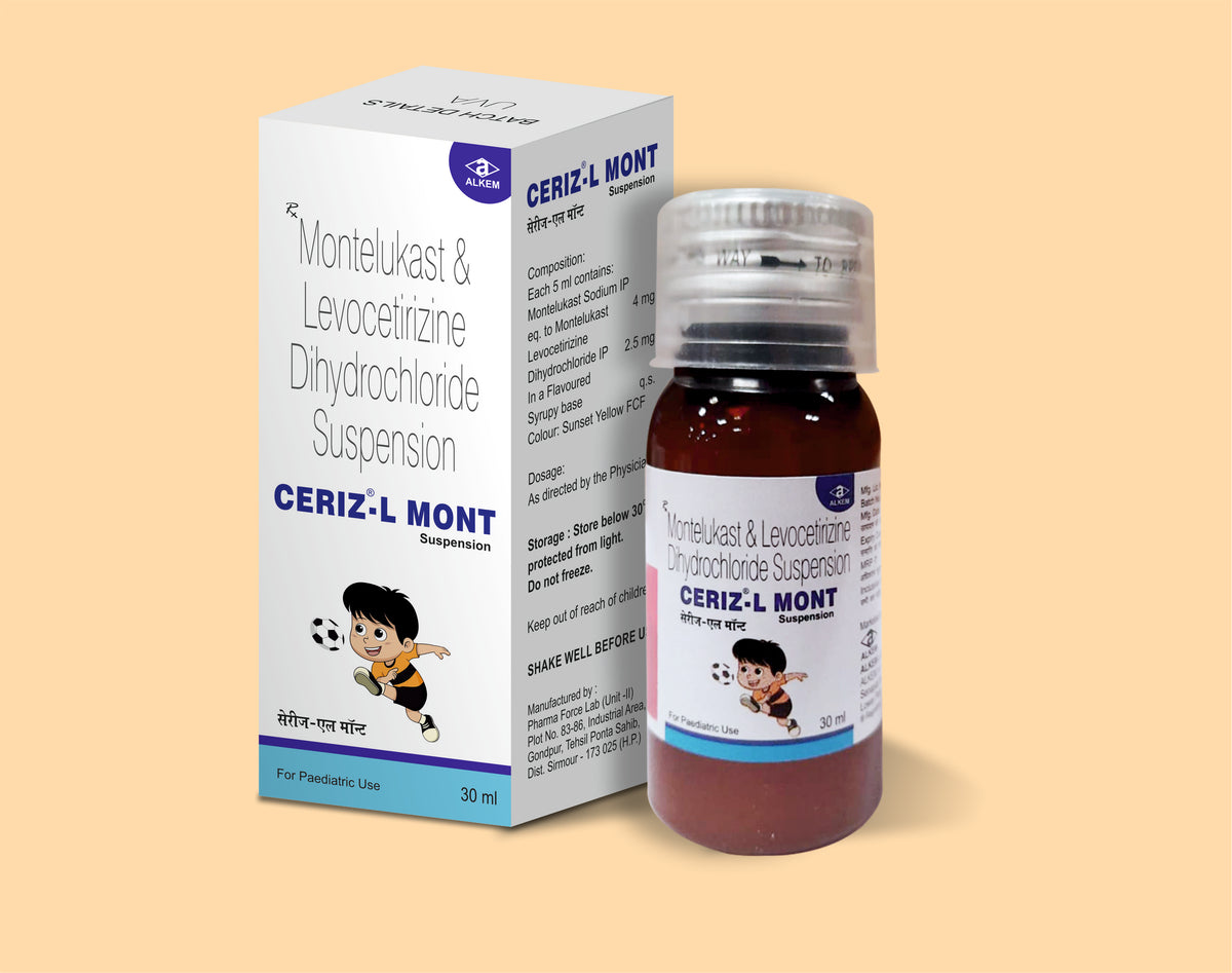 Ceriz - L Mont Suspension (30 Ml) (30 Ml) Levocetirizine 2.5 Mg, Montelukast 4 Mg Susp By Alkem1