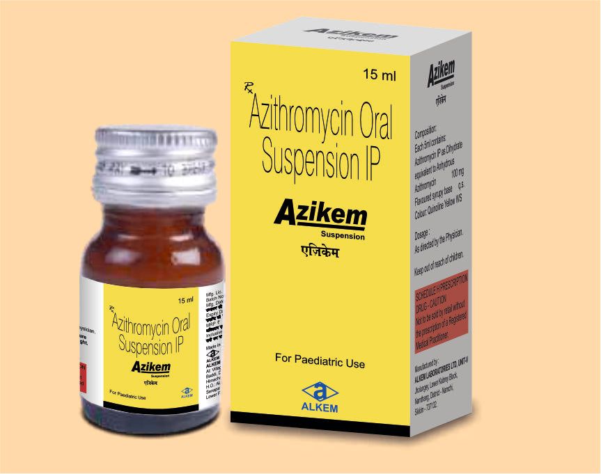 Azikem Kid Suspension (15Ml) (15 Ml) Azithromycin 100 Mg/5 Ml Susp By Alkem1
