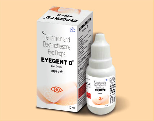 Eygent D Eye Drops (10Ml) 10 ml Gentamicin 0.3% w/v + Dexamethasone Sodium Phosphate 0.1% w/v by Alkem1
