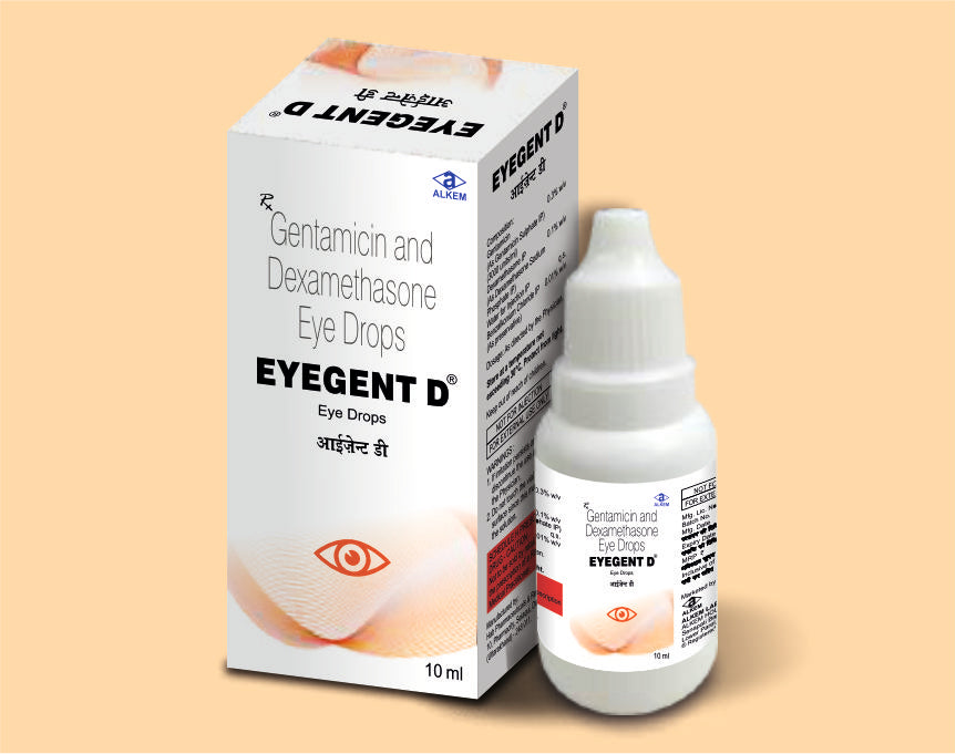 EYEGENT D EYE DROPS (10ML) Gentamicin 0.3% w/v + Dexamethasone Sodium Phosphate 0.1% w/v by Alkem1
