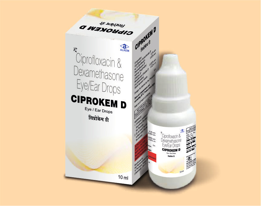 CIPROKEM D EYE/EAR DROPS (10ML) (Ciprofloxacin 0.3% w/v + Dexamethasone 0.1% w/v) by Alkem1