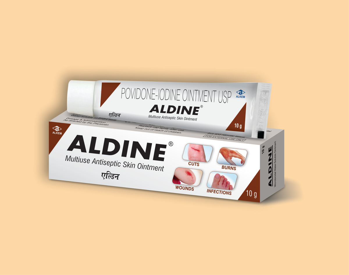 Aldine Ointment 10 Gm (10 Gm) Povidone Iodine 5% W/W Oint By Alkem1