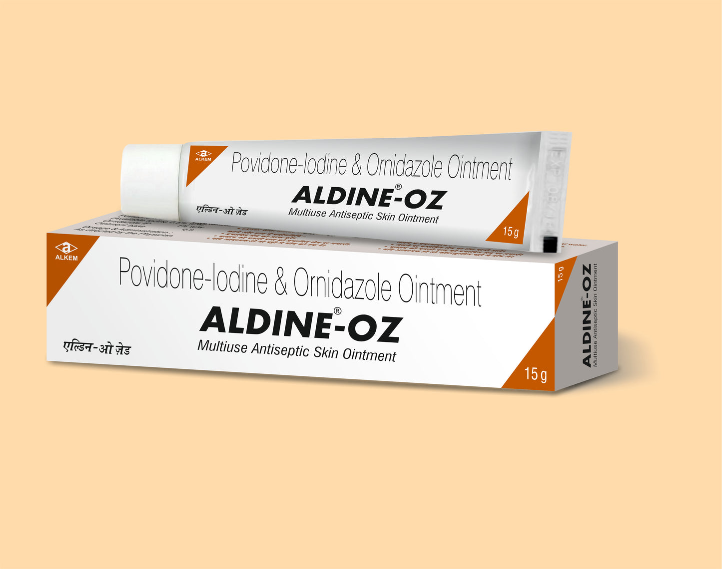 ALDINE-OZ OINTMENT 15GM (Povidone Iodine 5% w/w + Ornidazole 1% w/w) by Alkem1