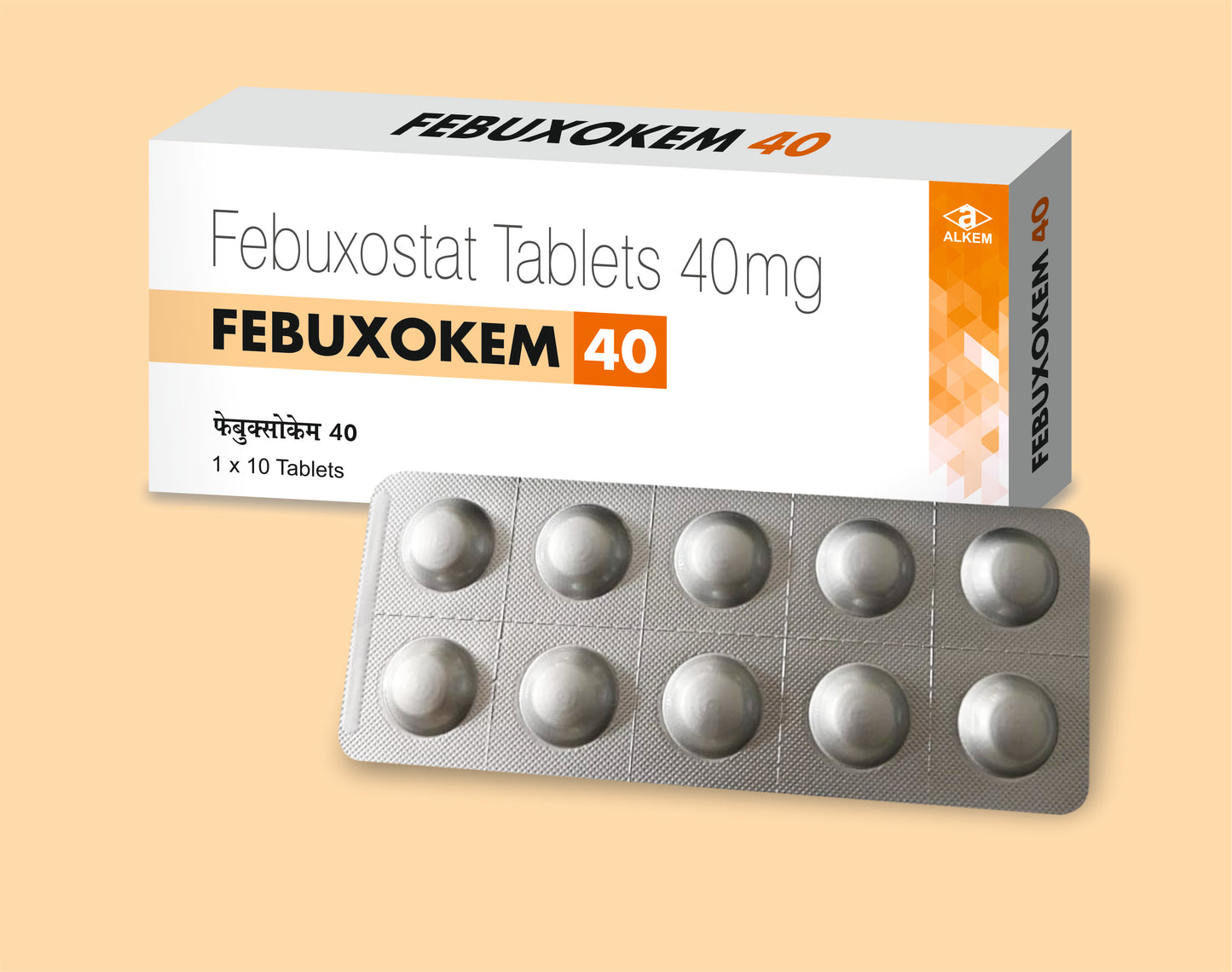 FEBUXOKEM - 40 TABLETS (10'S) (Febuxostat 40 mg) by Alkem1