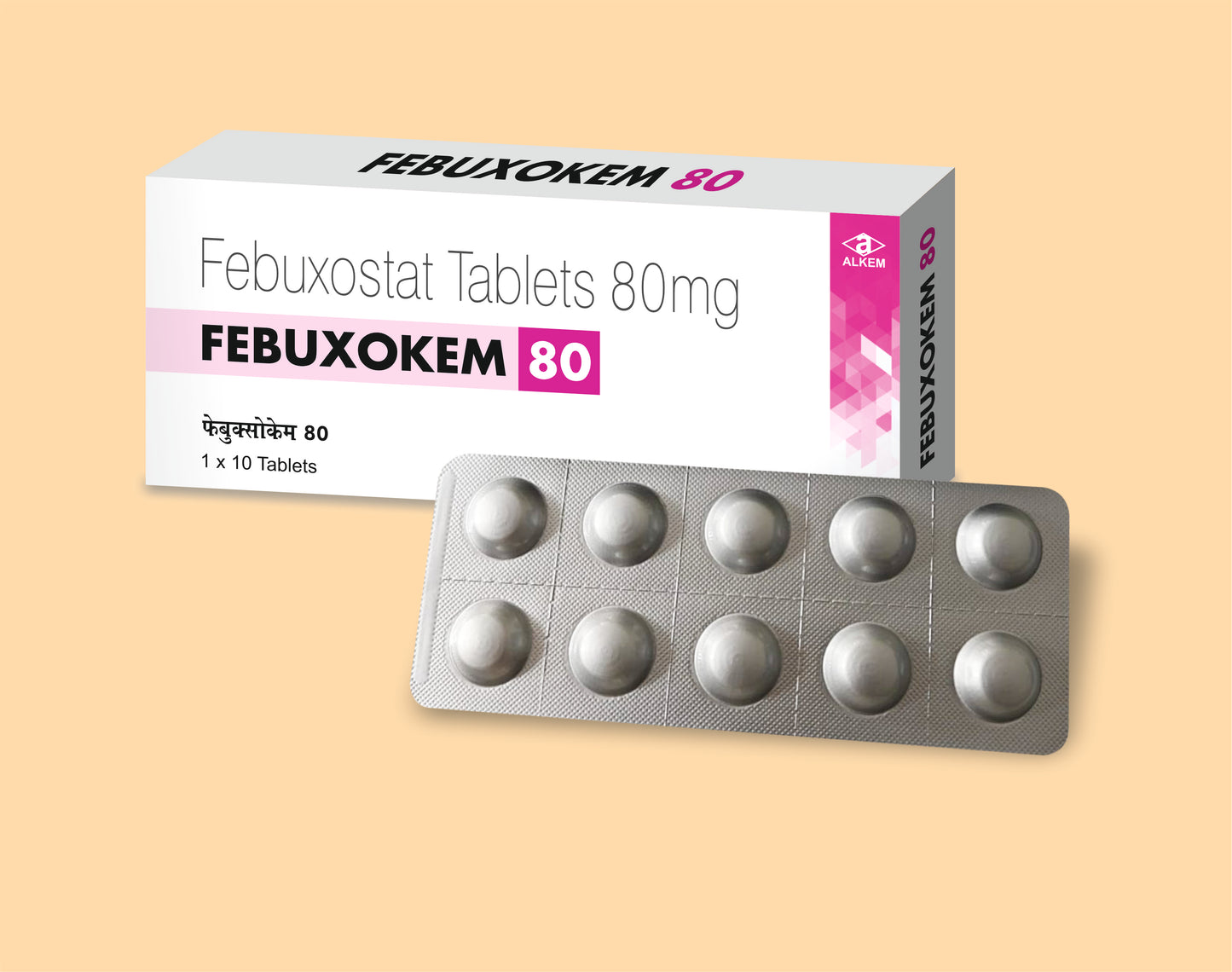 FEBUXOKEM - 80 TABLETS (10'S) Febuxostat 80 mg by Alkem1