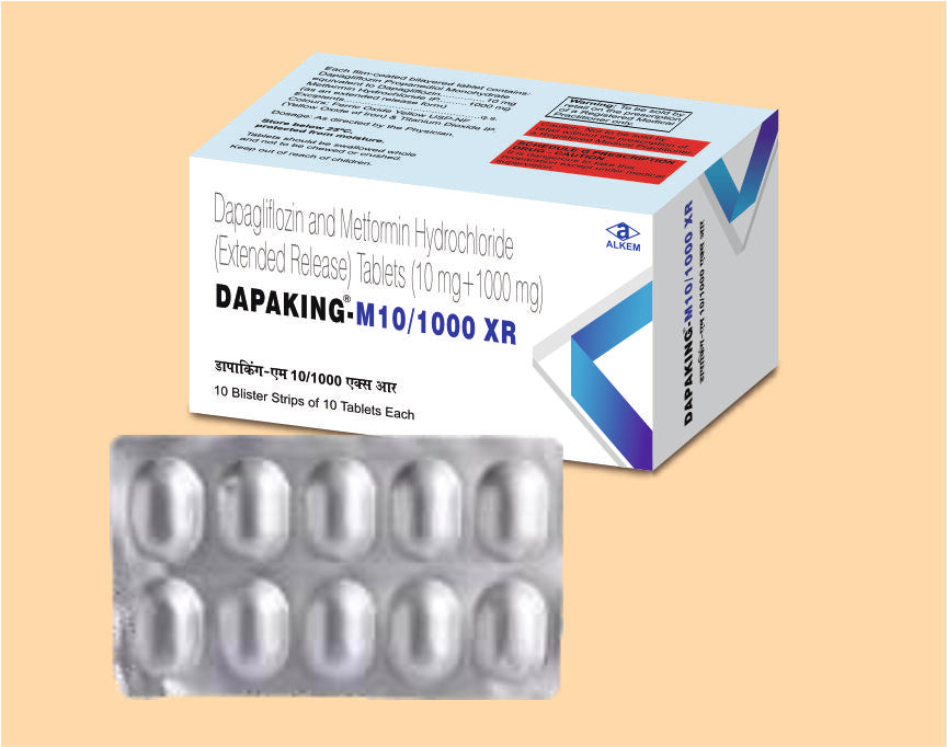 DAPAKING-M 10/1000 XR TABLETS (10'S) (Dapagliflozin 10 mg + Metformin HCl 1000 mg) by Alkem1