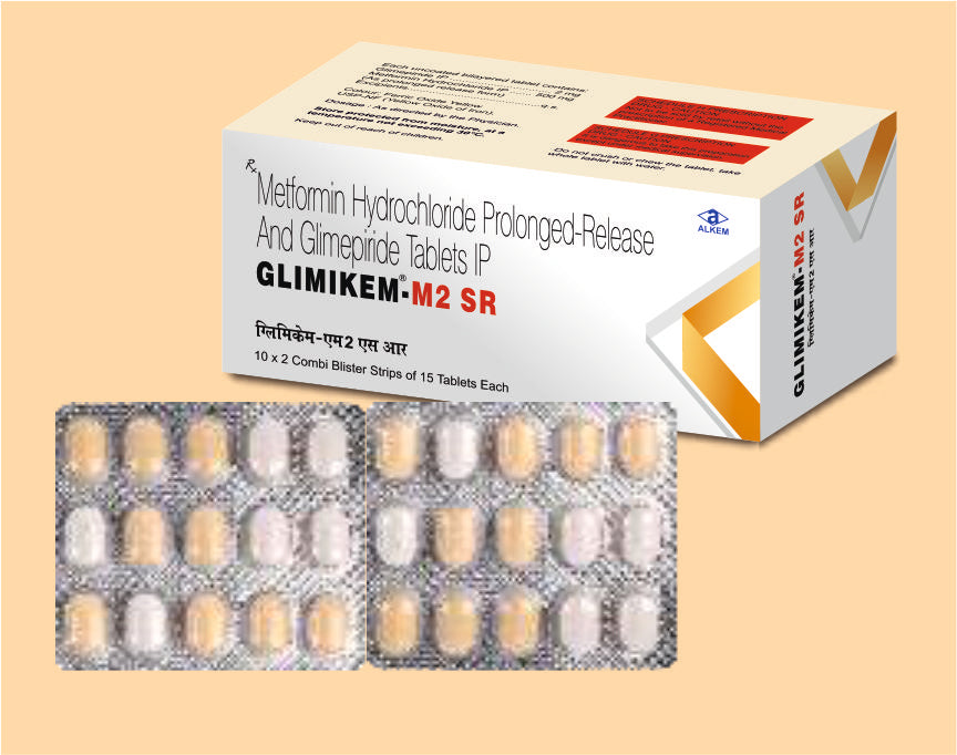 Glimikem-M2 Sr Tablets (15'S) (15'S) Glimepiride 2 Mg, Metformin 500 Mg Sr Tab By Alkem1