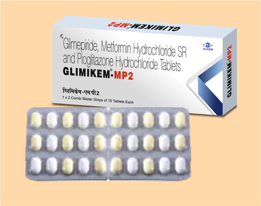 GLIMIKEM-MP2 TABLETS (15'S) Glimepiride 2 mg + Pioglitazone 15 mg + Metformin 500 mg by Alkem1