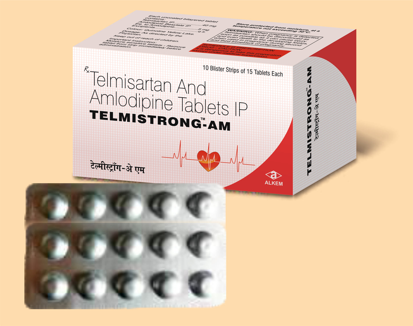 TELMISTRONG - AM TABLETS (15'S) (Telmisartan 40 mg + Amlodipine 5 mg) by Alkem1