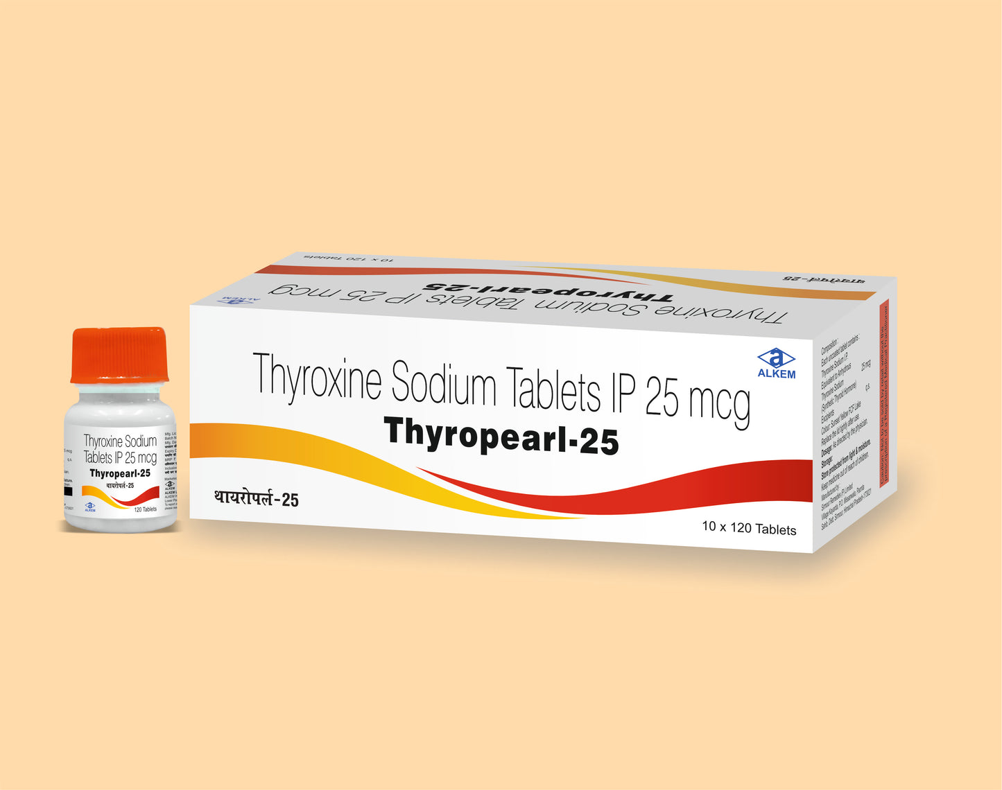 THYROPEARL 25 TABLETS (120'S) Thyroxine Sodium 25 mcg by Alkem1