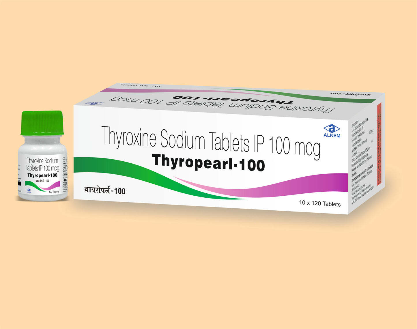 Thyropearl 100 Tablets (120'S) 120's Thyroxine Sodium 100 mcg by Alkem1
