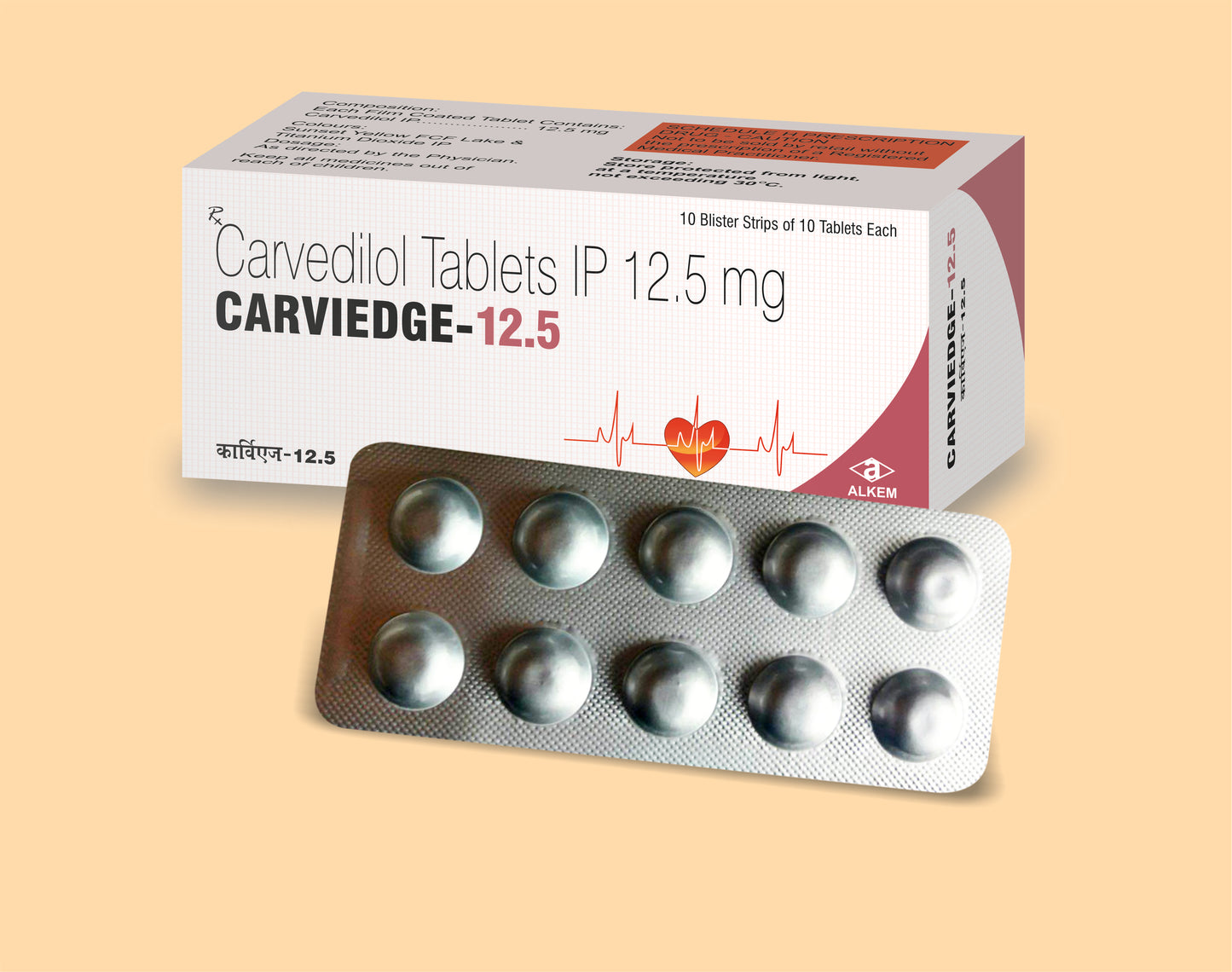 CARVIEDGE- 12.50 TABLETS (10'S) Carvedilol 12.5 mg by Alkem1