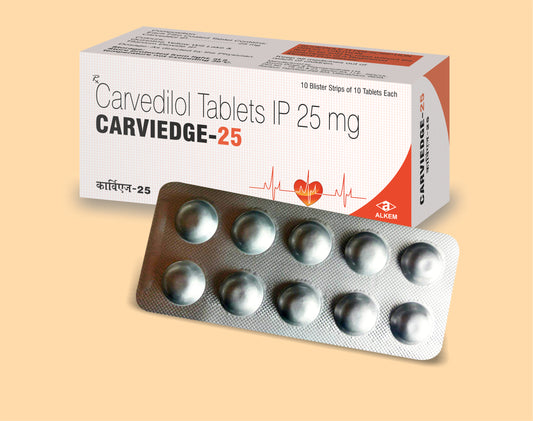 Carviedge - 25 Tablets (10'S) 10'S Carvedilol 25 mg by Alkem1