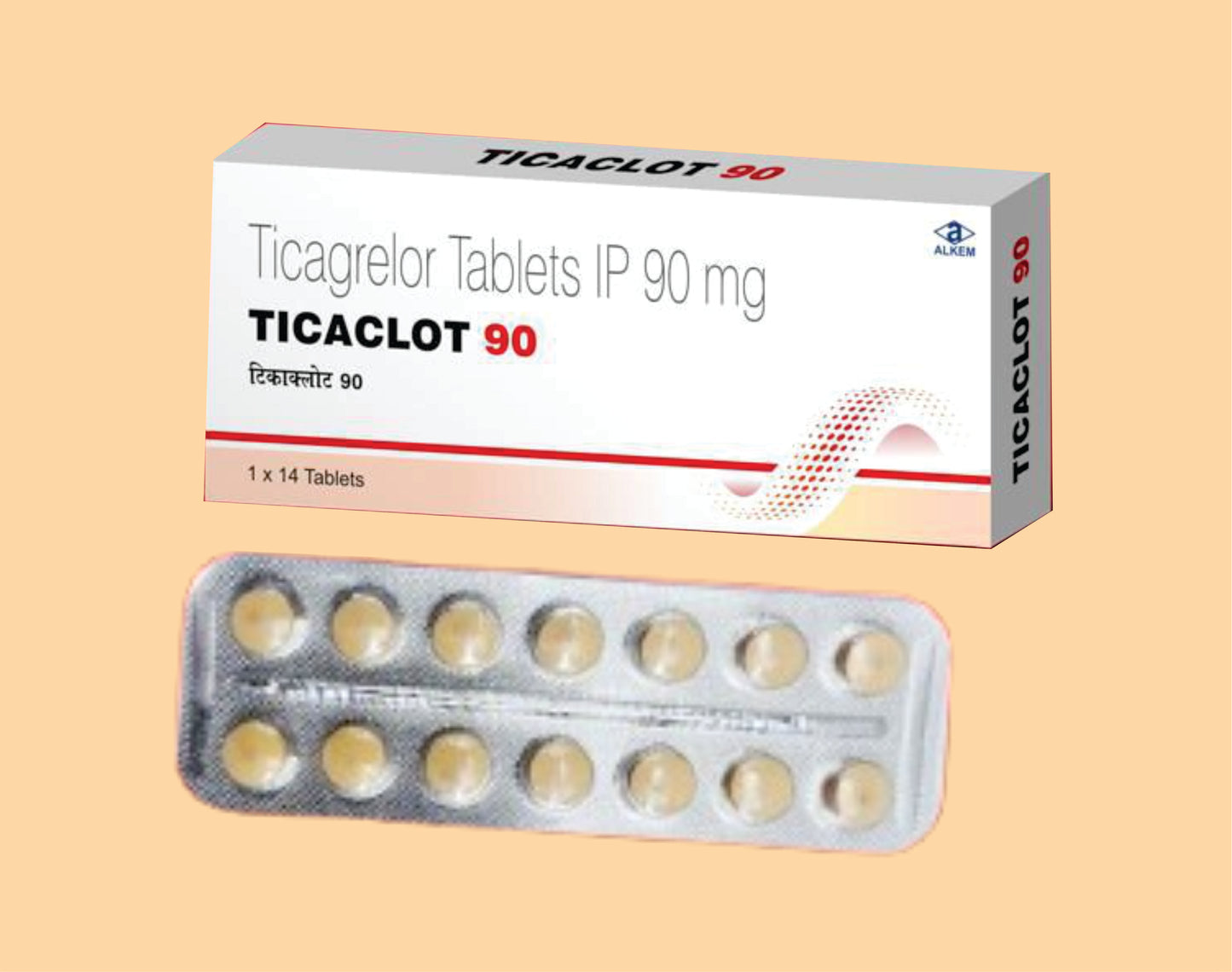 TICACLOT 90 TABLETS (14'S) Ticagrelor 90 mg by Alkem1