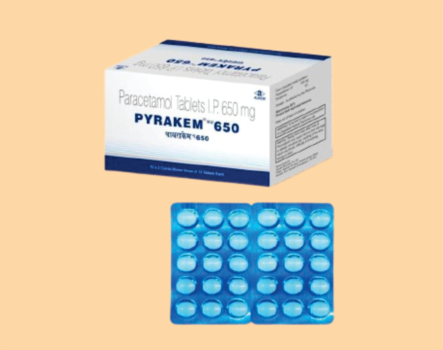 PYRAKEM NU - 650 Tablets (15's) Paracetamol 650 mg by Alkem1