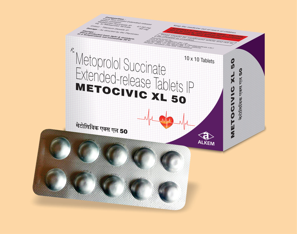 Metocivic Xl 50 Tablets (10'S) (10'S) Metoprolol Er 25 Mg Tab By Alkem1
