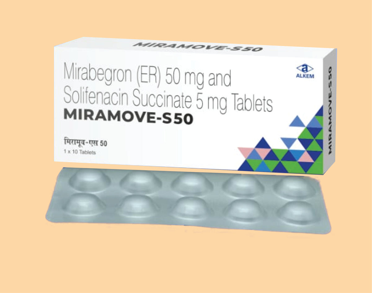 Miramove - S 50 Tablets (10'S) (10'S) Mirabegron 50 Mg Er, Solifenacin Succinate 5 Mg Tab By Alkem1