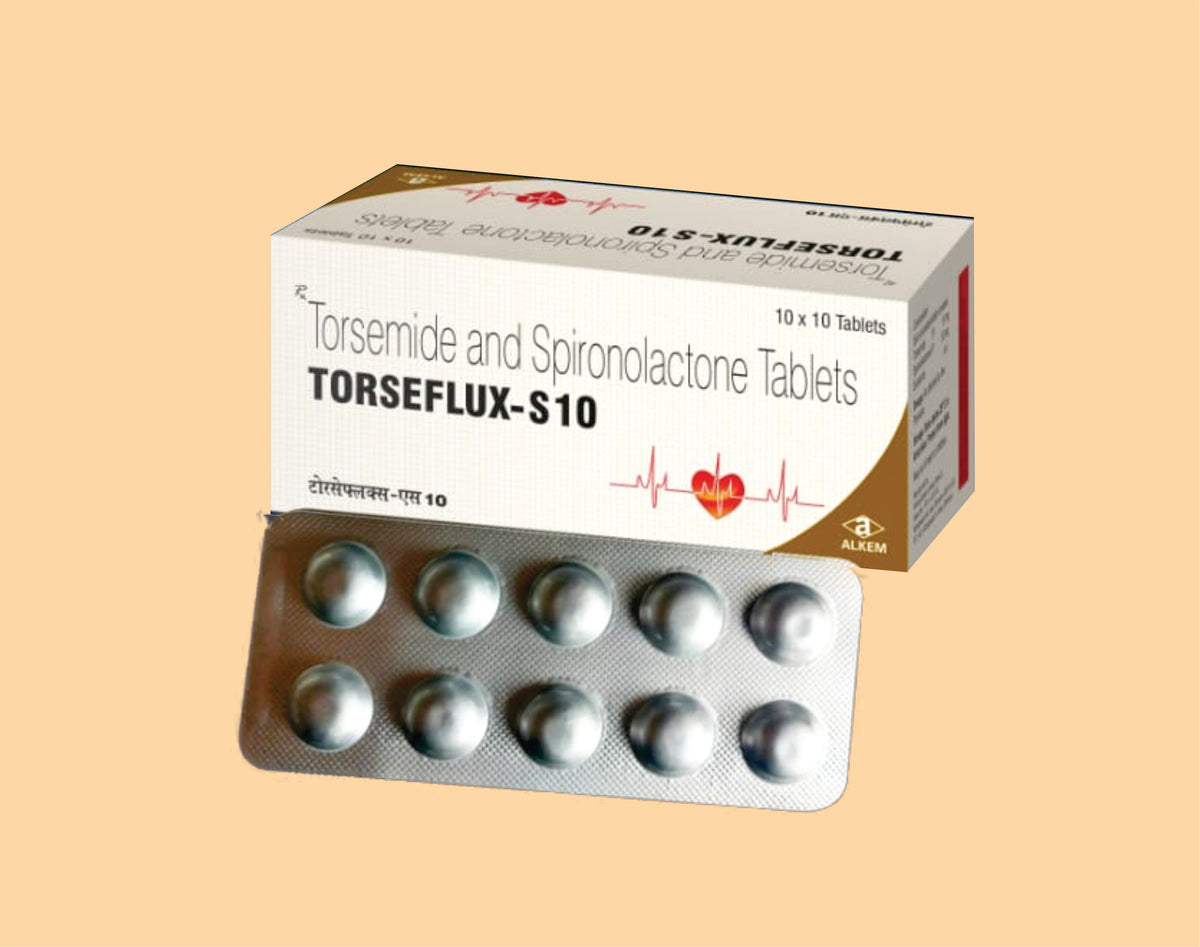 Torseflux - S10 Tablets (10'S) (10'S) Torsemide 10 Mg, Spironolactone 50 Mg Tab By Alkem1