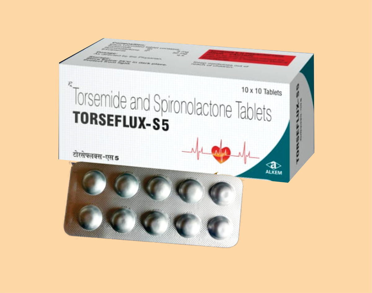 Torseflux - S5 Tablets (10'S) (10'S) Torsemide 5 Mg, Spironolactone 50 Mg Tab By Alkem1