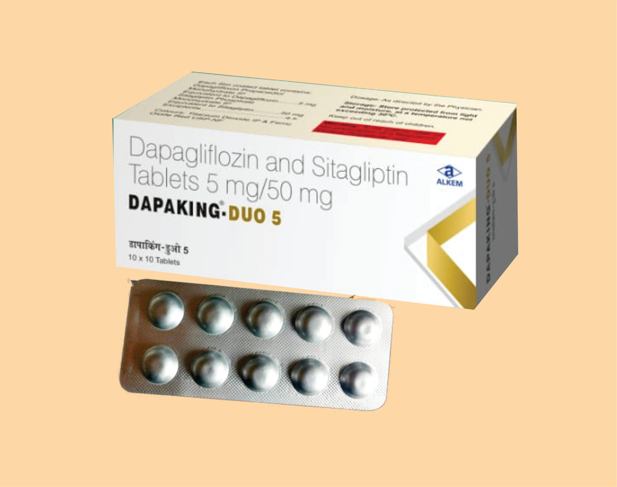Dapaking Duo - 5 Tablets (10'S) (10'S) Dapagliflozin 5 Mg, Sitagliptin 50 Mg Tab By Alkem1