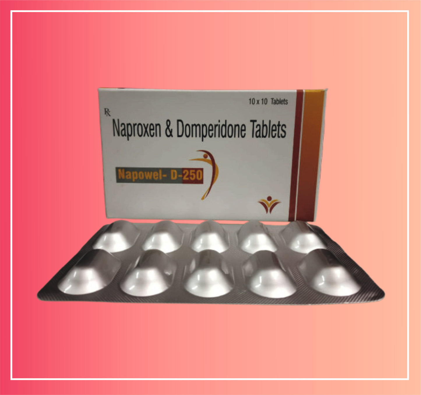 Naproxen Sodium 250, Domperidone 10 {Rate of 10 Tab} by Dellwich