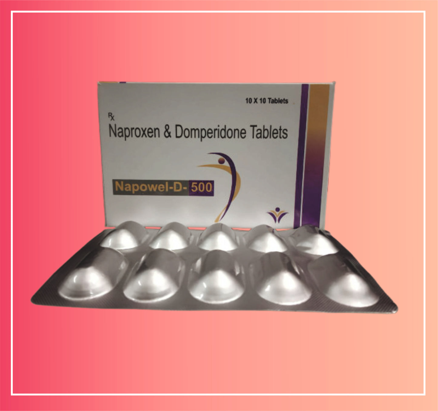 Naproxen Sodium 500, Domperidone 10 {Rate of 10x10 Tab} by Dellwich