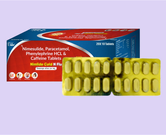 NIMLIDE COLD N FLU TABS (100/325/10/4MG) 10'S ( Nimesulide 100,Paracetamol 325mg,Phenylepherine 10mg, CPM 4mg ) by Elder