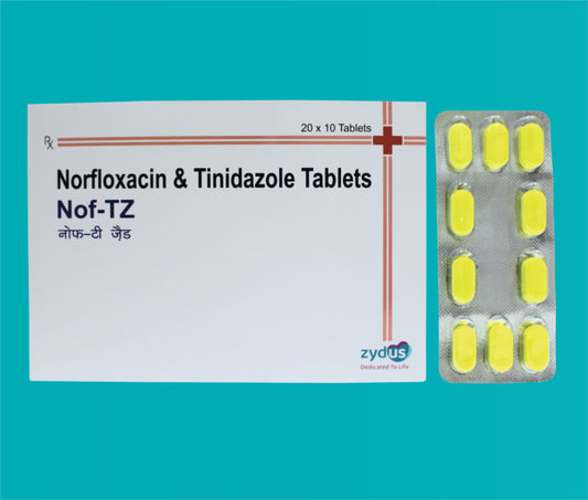 NOF-TZ TAB 10*2*10 ( NORFLOXIN IP 400MG + TINIDAZOLE IP 600MG ) by Zydus