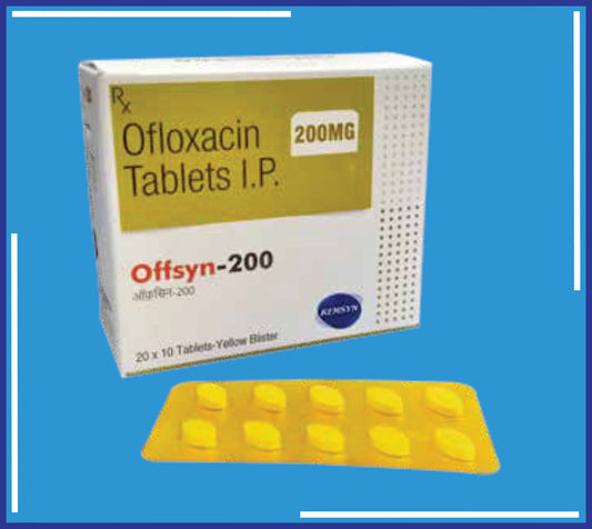OFFSYN -200 TABLET
(Yellow Blister) ( Ofloxacin I.P. 200 Mg ) pack 20x10 by Kemsyn