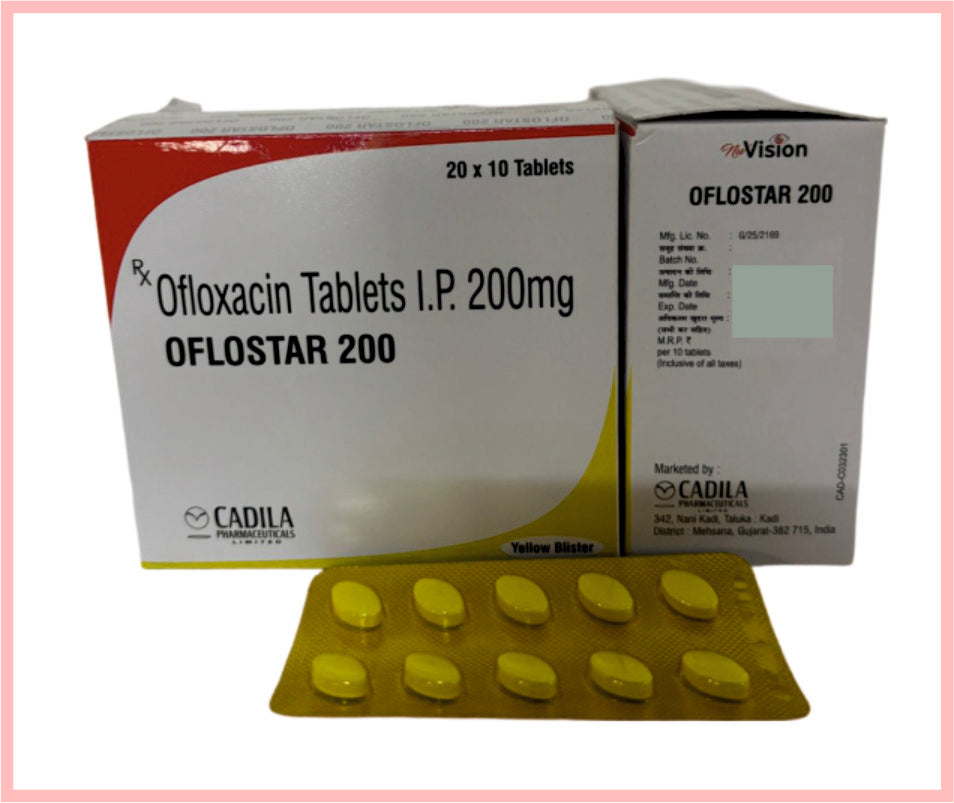 Oflostar 200Mg Yellow Tab 10 T ( Ofloxacin 200Mg Tab ) By Cadila