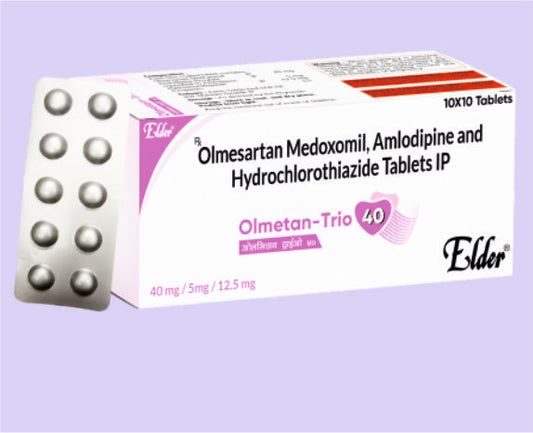 OLMETAN TRIO 40 TABS 10'S ( Olmesartan 20mg,Amlodipine 5mg,Hydrocltz 12.5mg
 ) by Elder