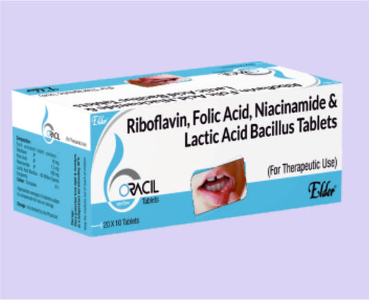 ORACIL TABS 10'S ( Riboflavin 10mg,Folic Acid 1.5mg,Niacinamide 100mg & Lactic Acid Bacillius 60 Million Spores ) by Elder