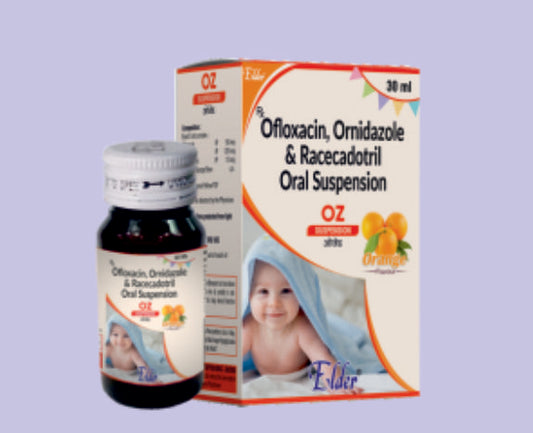 OZ NF SUSPN 30ML ( Ofloxacin 50mg,Metro 120mg,Semithicone 10mg ) by Elder
