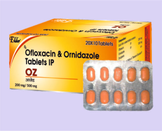 OZ TABS (200/500MG) 10'S ( Ofloxacin 200mg & Ornidazole 500mng ) by Elder