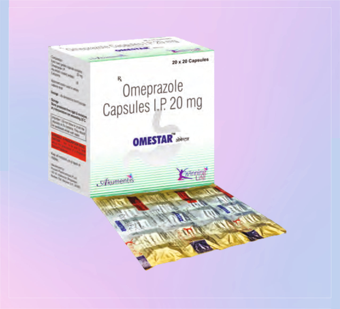 Omestar Cap (St) 20x20 Omeprazole 20 Mg by Akumentis